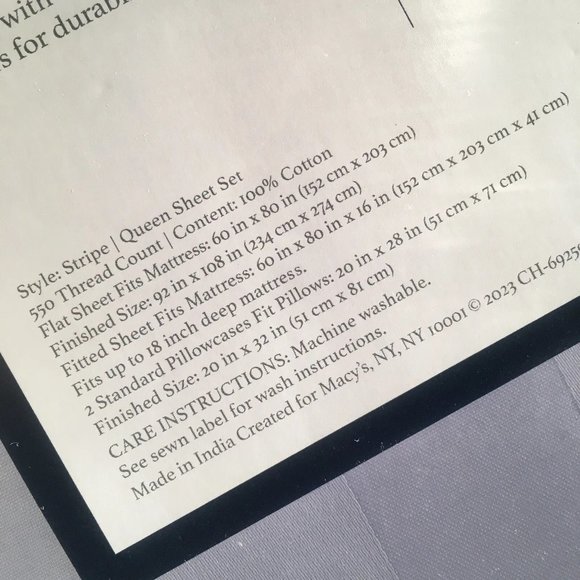 new PALE LILAC STRIPE Charter Club Damask 550 TC Cotton QUEEN Sheet Set - Picture 11 of 11